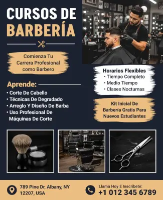Plantilla De Folleto Promocional Para Cursos De Barbería