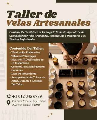 Plantilla De Folleto Promocional Para Taller De Fabricación De Velas