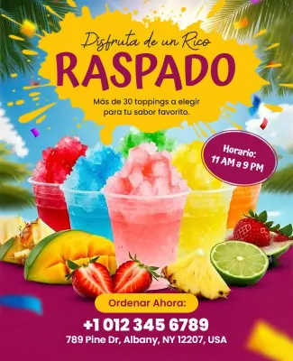 Plantilla De Folleto Publicitario Para Deliciosos Postres De Hielo Raspado
