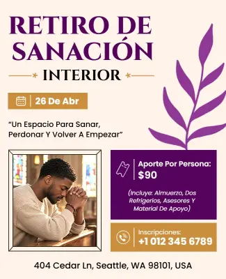 Plantilla De Folleto Retiro De Sanación Interior