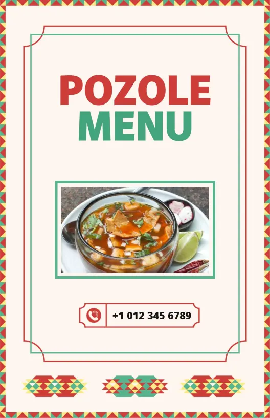 Plantilla De Menú De Auténtico Pozole Mexicano Rojo Y Verde