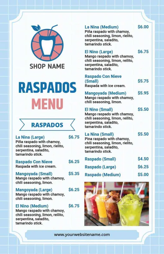 Plantilla De Menú De Raspados Refrescantes Para El Verano