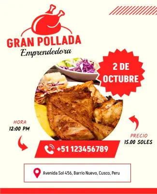 Plantilla De Volante De Gran Pollada Emprendedora