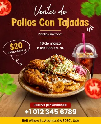 Plantilla De Volante De Pollo Con Chips De Platano a La Venta