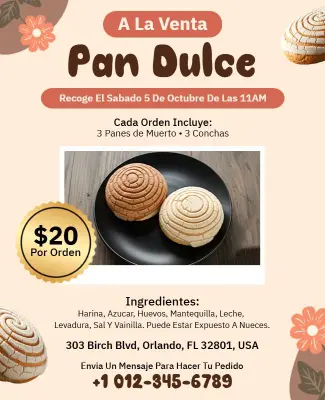 Plantilla De Volante De Promoción De Panadería Pan Dulce