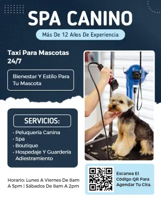 Plantilla De Volante De Servicios De Peluquería Canina Y Spa