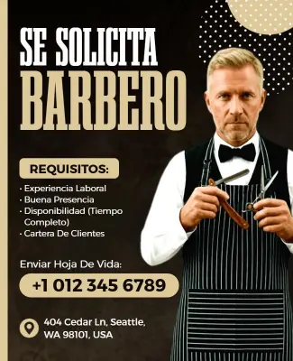 Plantilla De Volante De Trabajo Se Busca Barbero Profesional