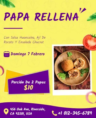 Plantilla De Volante Del Plato Tradicional Peruano De Papa Rellena
