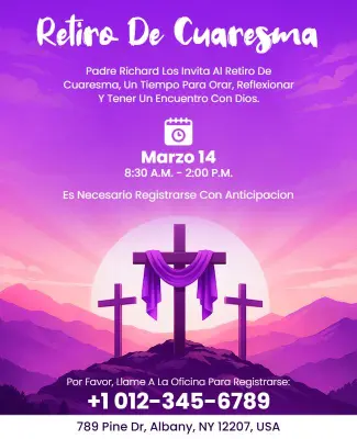 Plantilla De Volante Para La Reunión Espiritual Del Retiro De Cuaresma