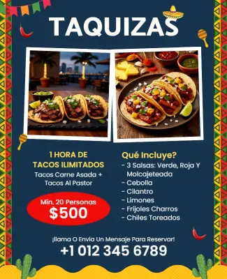 Plantilla De Volante Para Promoción De Evento De Taquiza Mexicana