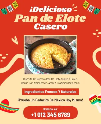 Plantilla De Volante Para Promocionar El Pan De Maíz Tradicional Mexicano