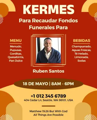 Plantilla De Volante Para Recaudación De Fondos De Kermes Comunitarios Para Apoyo Funerario
