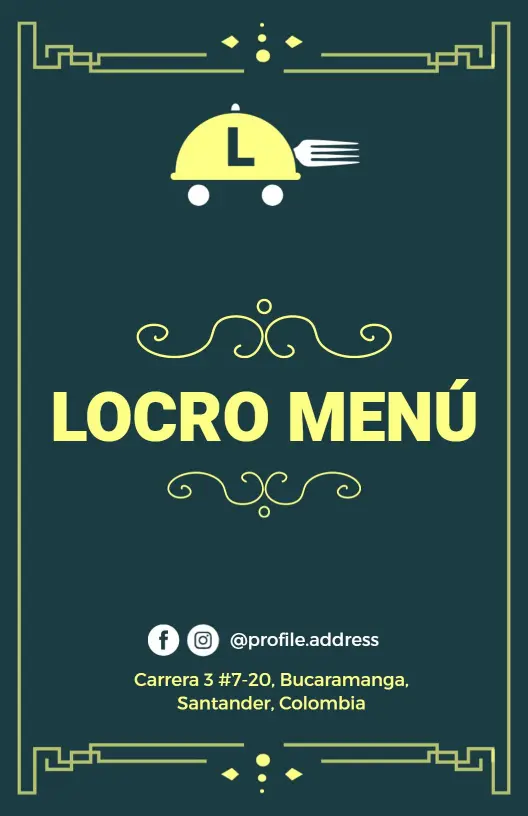 Plantilla Elegante De Menú De Cocina De Locro En Amarillo Y Azul