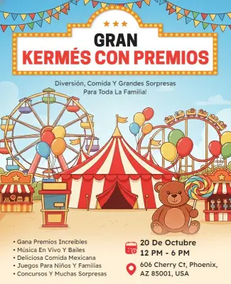Plantilla Para Volante De Evento Gran Kermés Con Premios