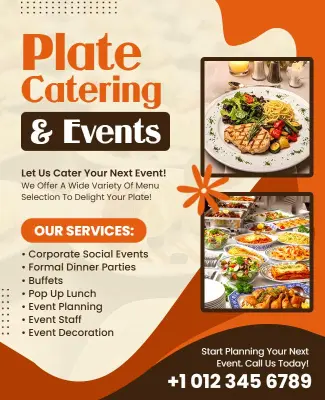 Plate Catering and Events Services Promotional Flyer Template