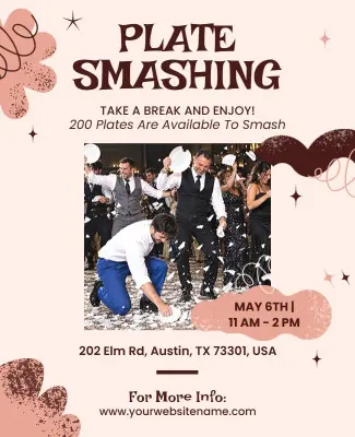 Plate Smashing Event Announcement Flyer Template