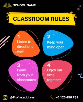 Playful Abstract Classroom Guidelines with Vibrant Colors Poster Template