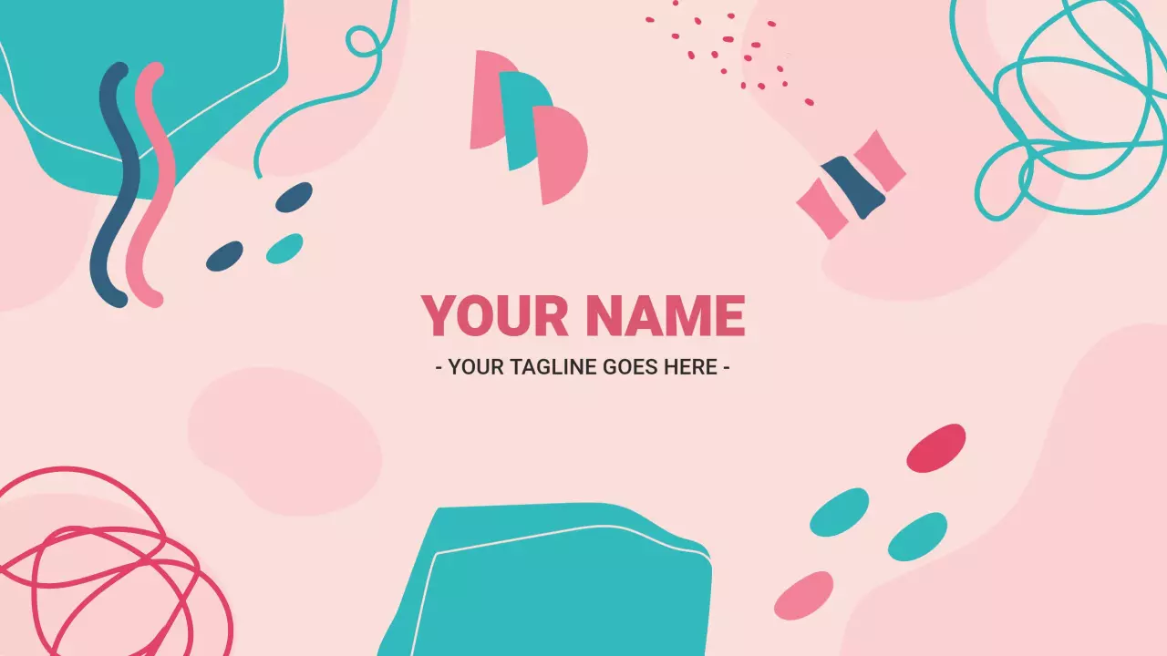 Playful Abstract Shapes with Pink Background YouTube Banner Template