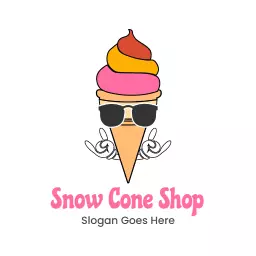 Playful and Colorful Snow Cone Shop Ice Cream Logo Template