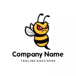 Playful Angry Honeybee Character in Bold Design Logo Template