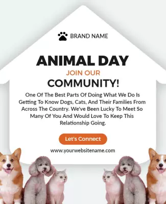 Playful Animal Day Community Engagement Poster Template
