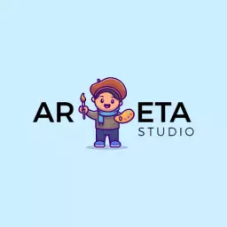 Playful Artist Character Highlighting Creative Art Studio Logo Template