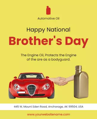 Playful Automotive Oil Promotion for Brother's Day Poster Template