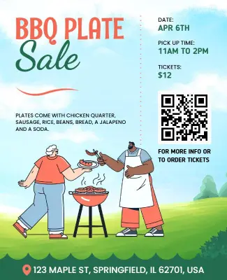 Playful BBQ Plate Sale Event with Characters Flyer Template