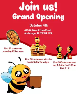 Playful Bee-Themed Grand Opening Event Poster Template