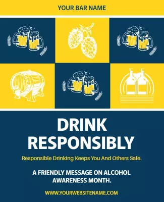 Playful Beer and Cocktails Awareness Message Poster Template