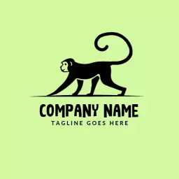Playful Black Monkey Illustration on Soft Green Background Logo Template