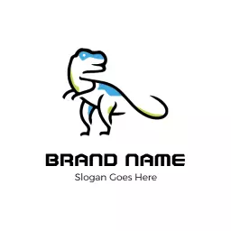 Playful Blue and Green Dinosaur Design for Kids Logo Template