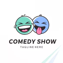 Playful Blue and Green Emoticons Representing Comedy Show Logo Template