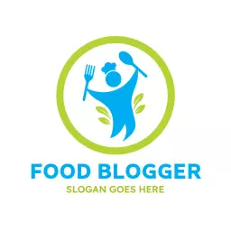 Playful Blue and Green Food Blogger Celebrating Culinary Arts Logo Template