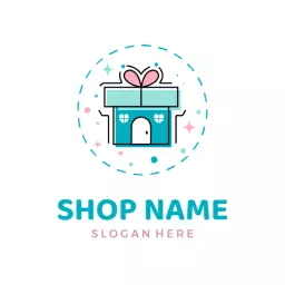 Playful Blue and Pink Gift Design for Toy Shop Logo Template
