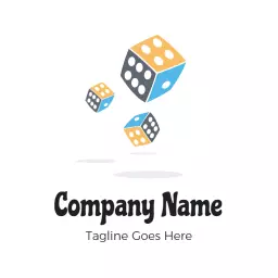 Playful Blue and Yellow Dice Representing Fun Gaming Logo Template
