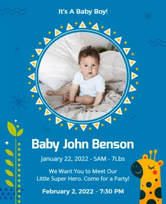 Playful Blue Baby Boy Shower Invitation Poster Template