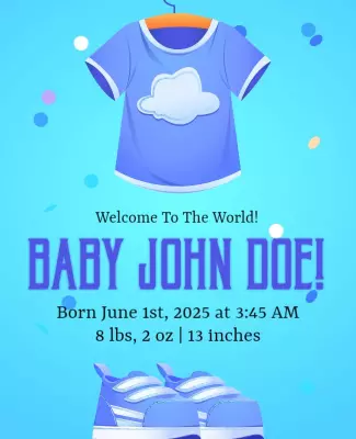 Playful Blue Baby Shower Announcement Poster Template