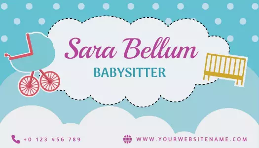 Playful Blue Babysitter Service Business Card Template