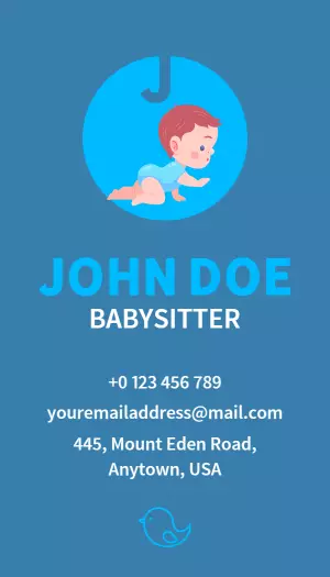 Playful Blue Babysitting Service Business Card Template
