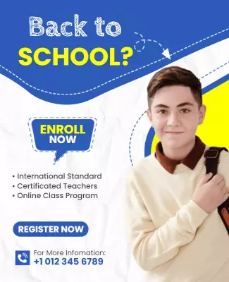 Playful Blue Back to School Enrollment Poster Template