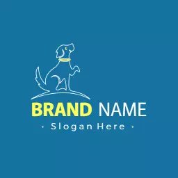 Playful Blue Background Showcasing a Happy Dog Logo Template