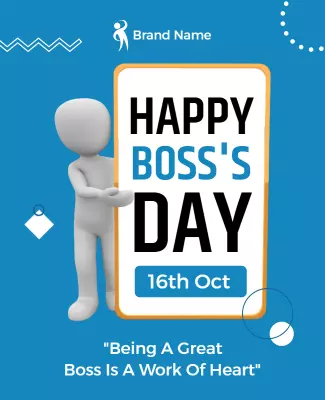 Playful Blue Boss's Day Celebration Poster Template