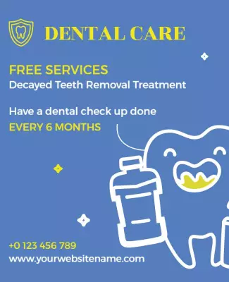Playful Blue Dental Care Check-Up Services Poster Template