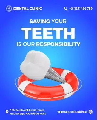 Playful Blue Dental Care Responsibility Poster Template