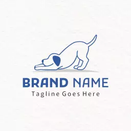 Playful Blue Dog Engaging in Fun Activities Logo Template