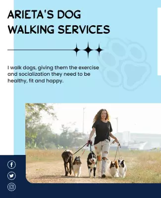 Playful Blue Dog Walking Services Promotion Poster Template