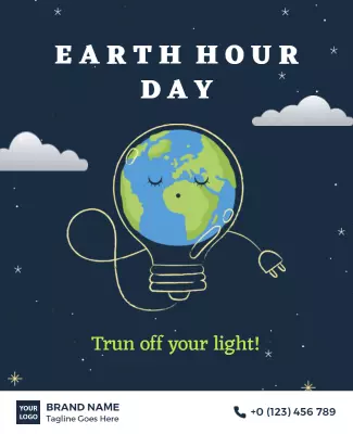 Playful Blue Earth Hour Awareness Day Poster Template