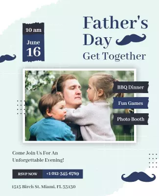 Playful Blue Family Fun Father's Day Get Together Poster Template