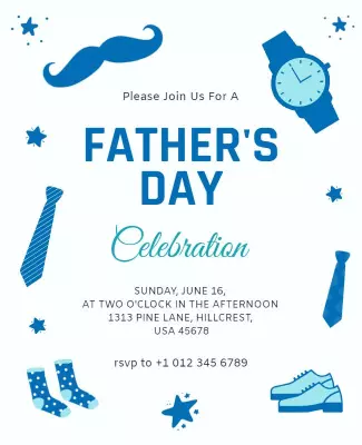 Playful Blue Father's Day Celebration Invitation Poster Template